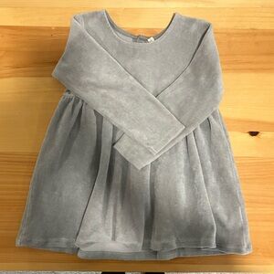 Quincy Mae Longsleeve Velour Dress in Gray